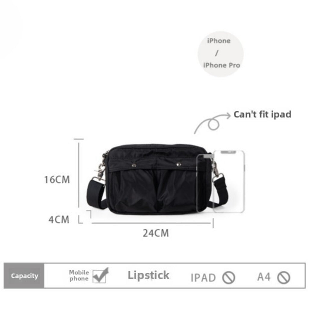 Women's Pleated Nylon Crossbody Bag - Small Square Shoulder Purse with Front Pockets -dropshippingabc.com