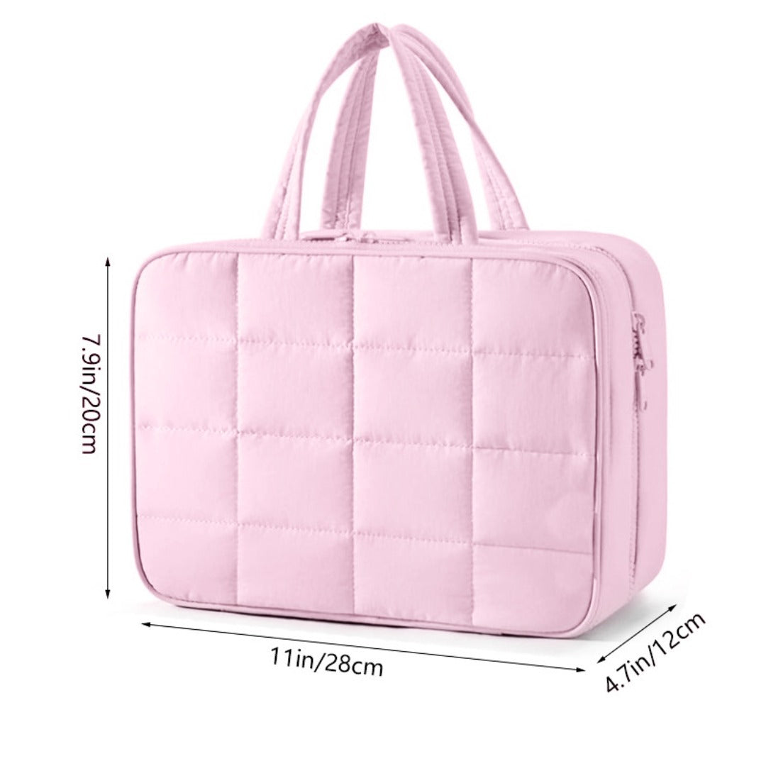 Travel Toilet Bag with Jewelry Storage - Hanging Toilet Bag & Fluffy Cosmetic Bag with Compartments -dropshippingabc.com