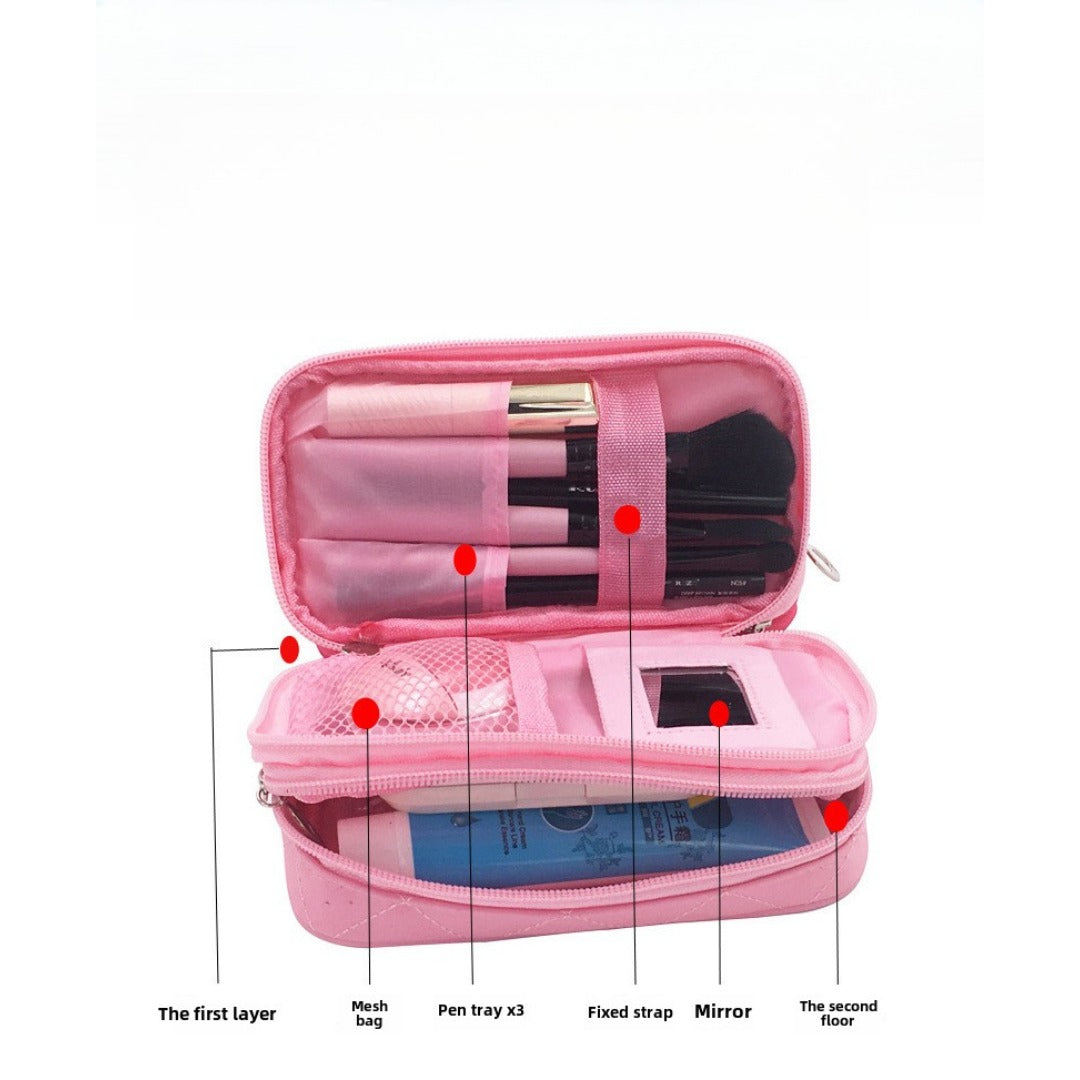 Geometric Rhombus Nylon Cosmetic Bag - Waterproof Makeup Organizer with Compartments for College, Dorm, Camp, Gym -dropshippingabc.com