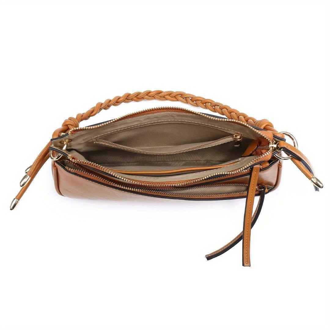 Small Shoulder Bag with Unique Handmade Woven Handle - Artisan Crafted Crossbody Purse