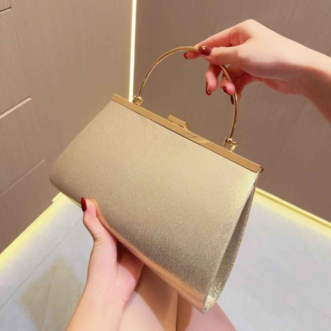 Pleated Evening Purse with Metal Top Handle - Detachable Crossbody Chain Clutch for Wedding & Banquet