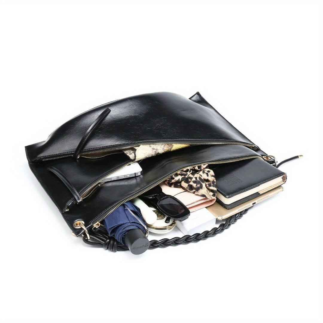 Large Shoulder Bag with Unique Handmade Woven Handle - Oversize Hobo Purse Big Capacity