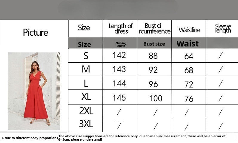 Sleeveless Jumpsuit High Waist Slim Straight Leg Wide -dropshippingabc.com