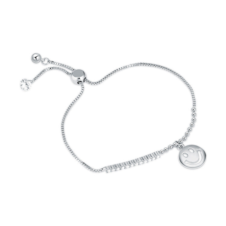 Smiley Face Adjustable Bracelet for Women - Western Fashion Zircon All-match Bracelet Accessories -dropshippingabc.com
