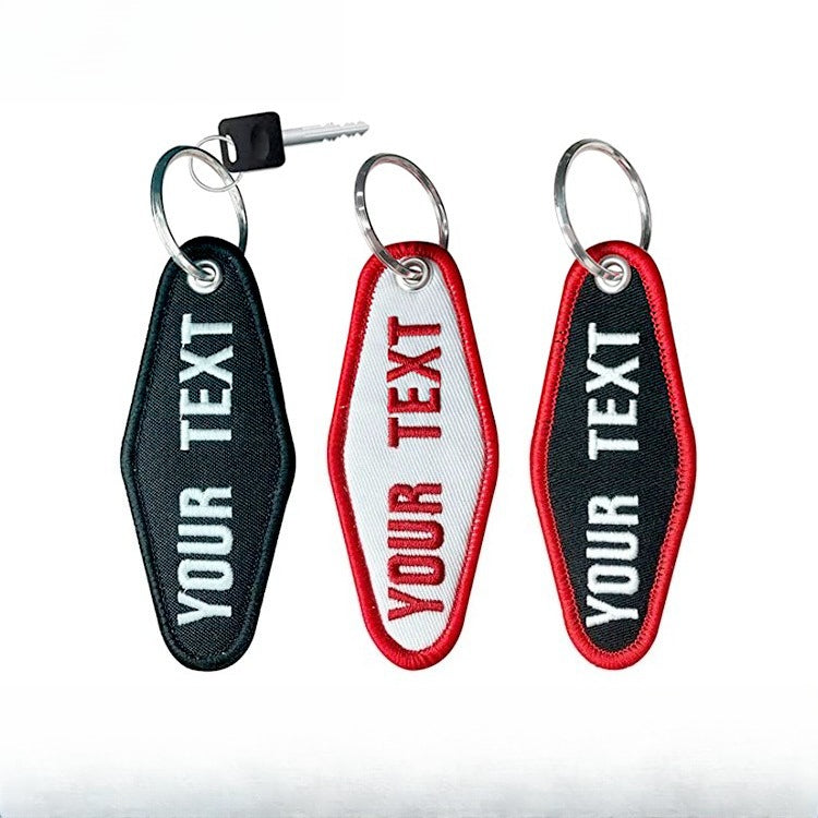 Double-sided Letter Woven Mark Embroidery Keychain Finished Decorative Materials, Luggage DIY Embroidery Key Pendant Customization -dropshippingabc.com