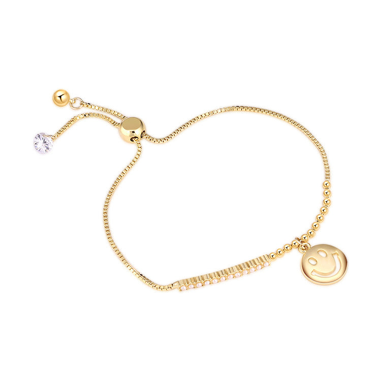 Smiley Face Adjustable Bracelet for Women - Western Fashion Zircon All-match Bracelet Accessories -dropshippingabc.com