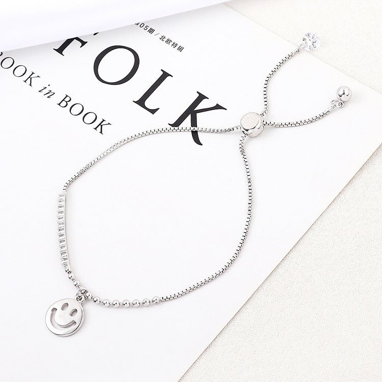 Smiley Face Adjustable Bracelet for Women - Western Fashion Zircon All-match Bracelet Accessories -dropshippingabc.com