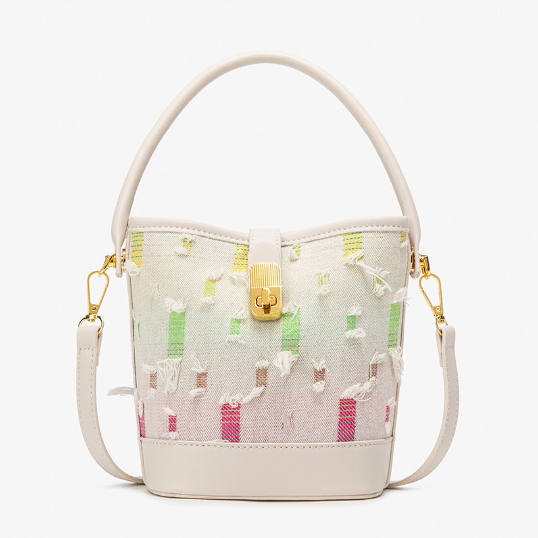 Small Casual Bucket Crossbody Bag - Washed Canvas Simple Handbag, Versatile Commuter Shoulder Tote -dropshippingabc.com