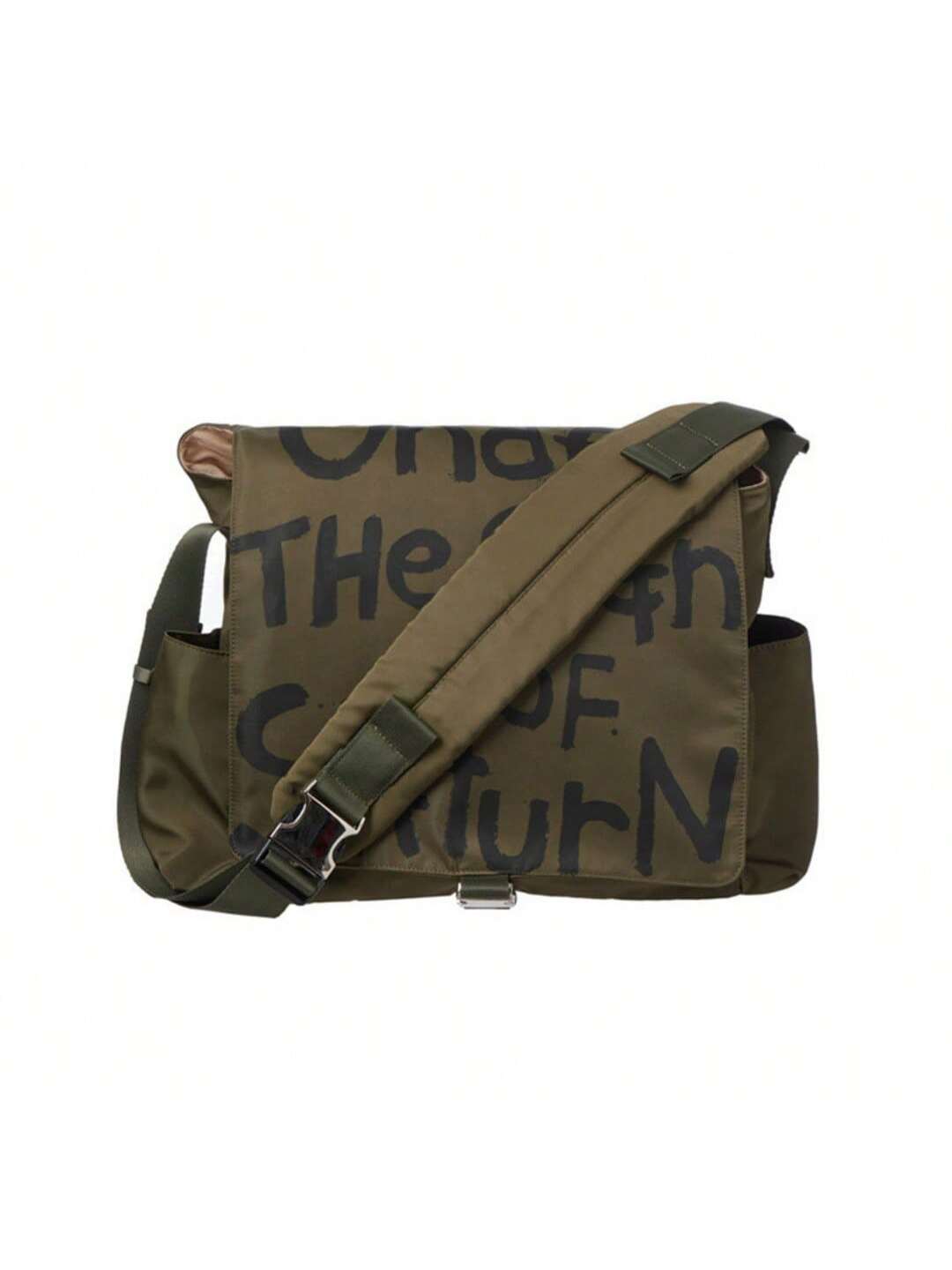 Goth Punk Canvas Messenger Bag - Waterproof Letter Printed Crossbody Bag for College Students, Shoulder Satchel -dropshippingabc.com