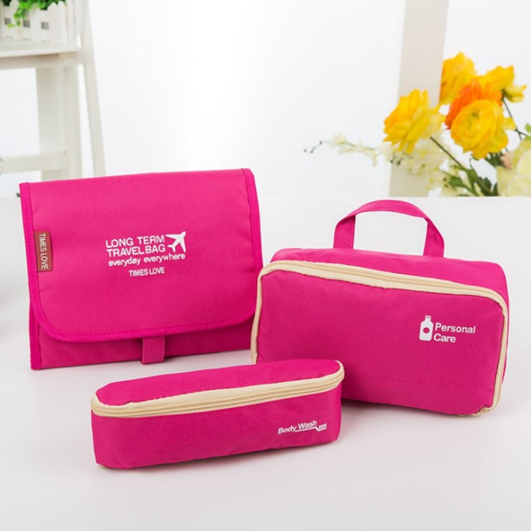 3-in-1 Outdoor Toiletry Bag - Waterproof Foldable Wash Bag with Hook for Travel Storage -dropshippingabc.com