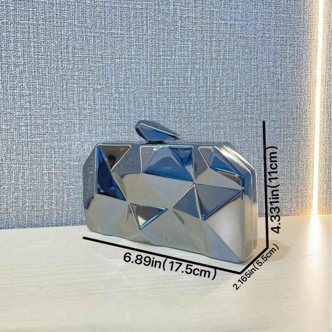Geometric Lattice Acrylic Evening Bag - Metal Handbag with Chain Evening Clutch Purse
