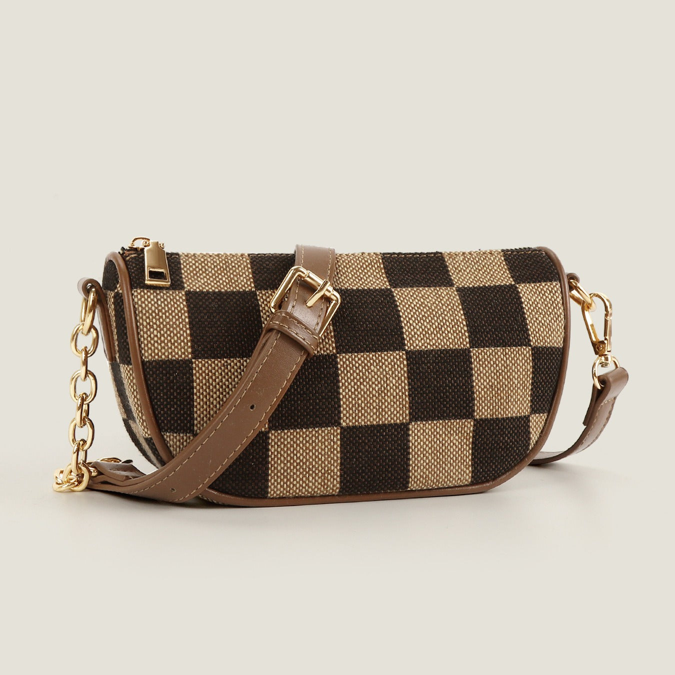 Small Crossbody Bag – Versatile Commute with Checkerboard Canvas, Compact Earphone Bag, Stylish 2-in-1 Chest Bag & Fanny Pack for Everyday Use -dropshippingabc.com