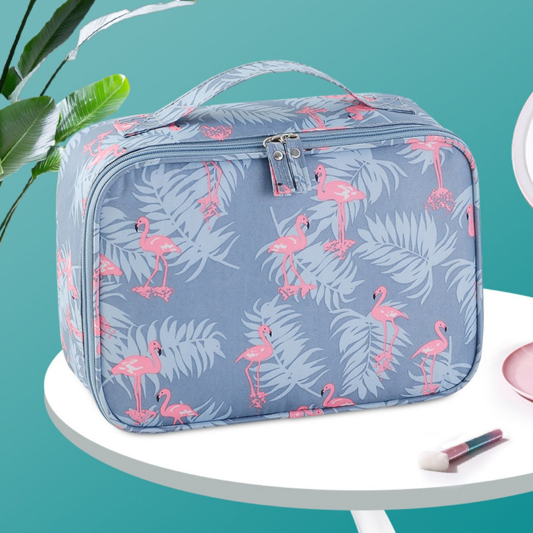 Travel Portable Large Capacity Cosmetic Bag - Printed Nylon Cosmetic Storage Case & Toilet Bag Organizer -dropshippingabc.com