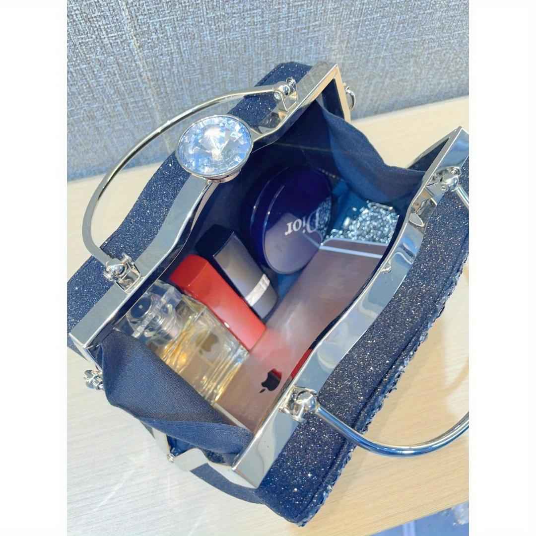 Nightout Bag with Diamond Inlaid Metal Handle - Large Evening Clutch Purse for Ladies Banquet, Single Shoulder & Crossbody Carry