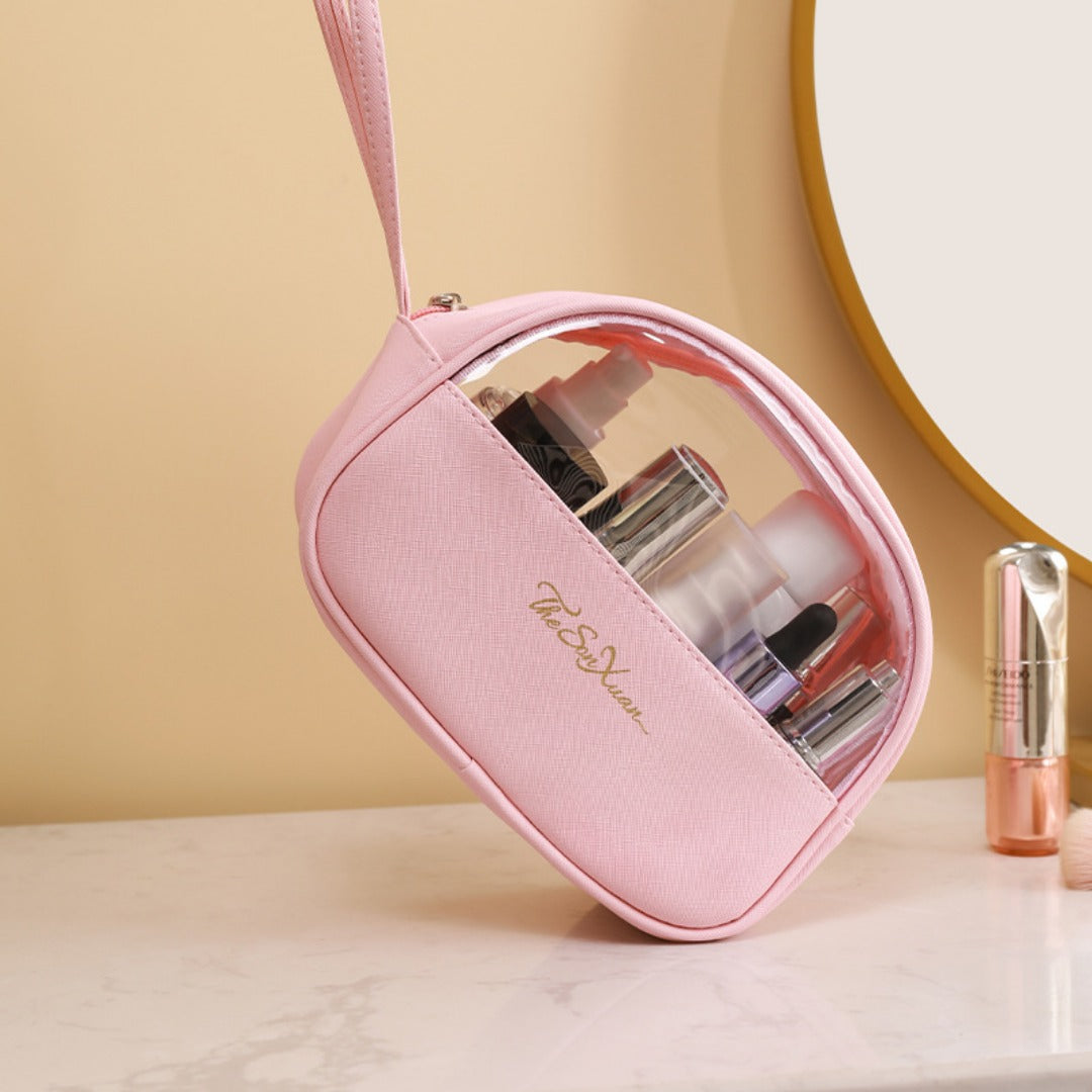 Translucent PU Makeup Bag - Large Capacity Waterproof Toiletry Organizer & Skincare Storage -dropshippingabc.com