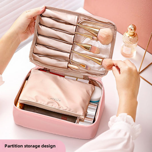 Large Capacity Waterproof Makeup Bag with Compartments - Portable Travel Toiletry & Cosmetic Storage Organizer -dropshippingabc.com
