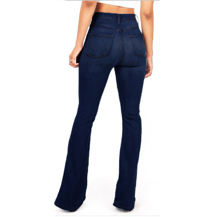 Plus Size Bell Bottom Jeans for Women - Slim Fit Long Denim Pants & Flared Trousers -dropshippingabc.com
