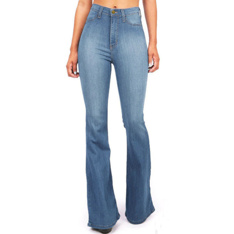 Plus Size Bell Bottom Jeans for Women - Slim Fit Long Denim Pants & Flared Trousers -dropshippingabc.com