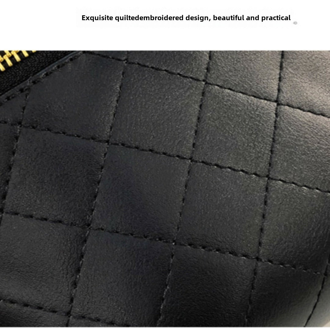 Checkered Embroidered Fanny Pack - Stylish Crossbody Chest Bag & Waist Purse for Women with Fashion Chain -dropshippingabc.com