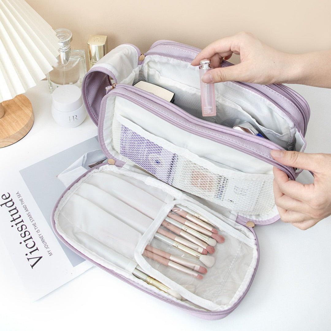 Multifunctional Makeup Bag for Women - Large Capacity Partitioned Travel Toiletry Organizer with Compartments -dropshippingabc.com