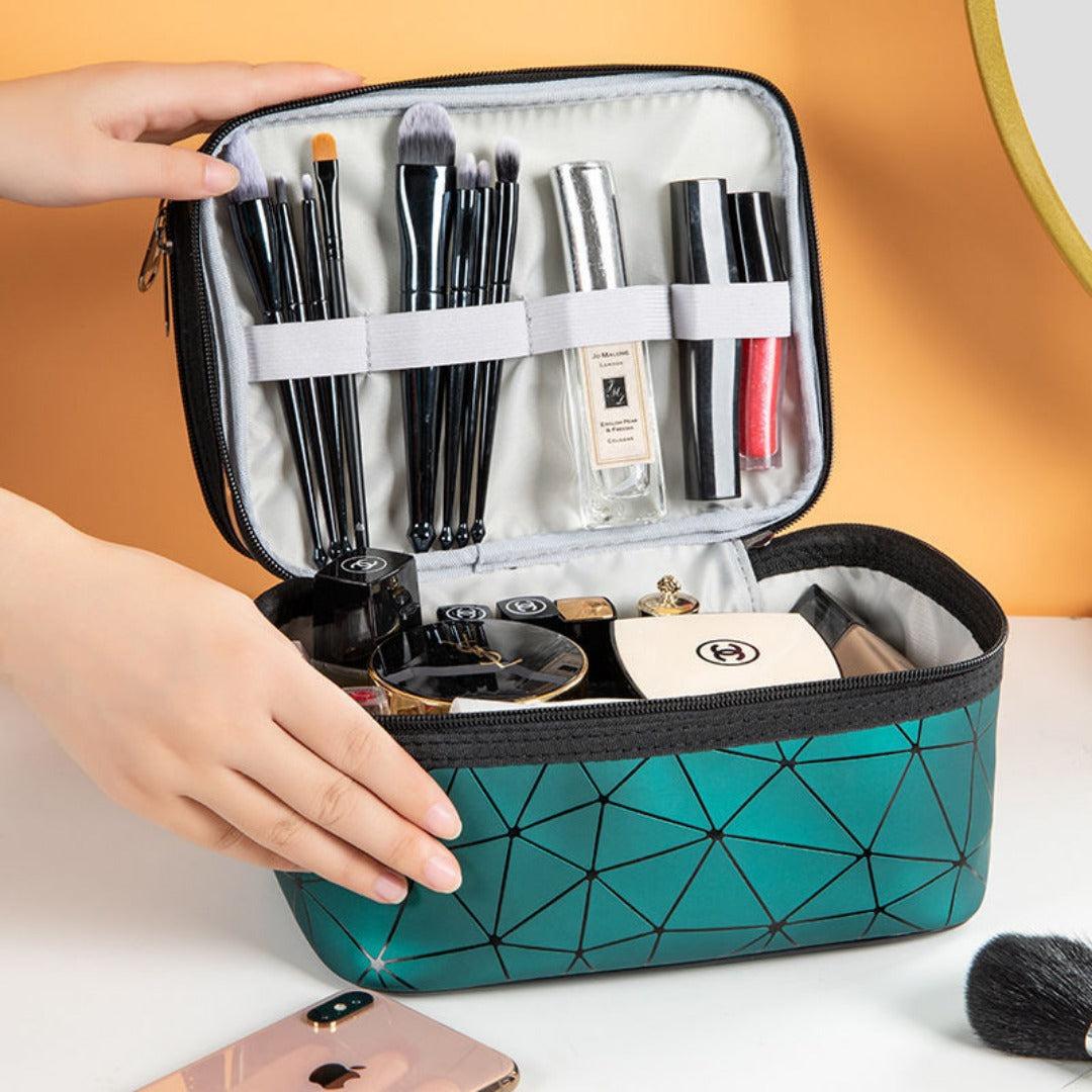 Clear Double-Layer Cosmetic Bag - Large Waterproof Makeup & Toiletry Organizer for Travel, Gym, College -dropshippingabc.com