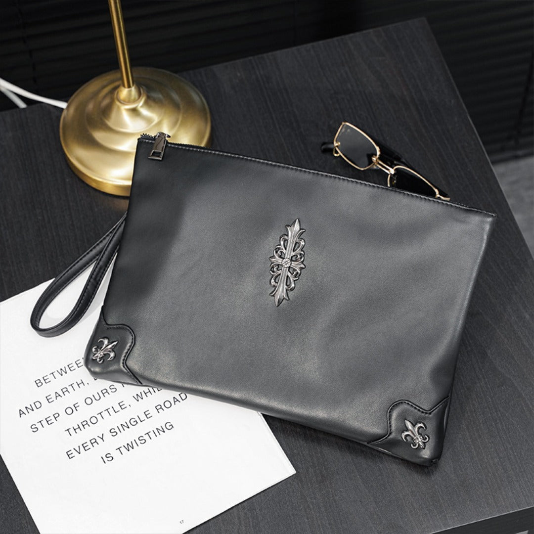 Unisex Evening Clutch Bag | Rivet Messenger iPad Wrist Bag with Detachable Strap -dropshippingabc.com