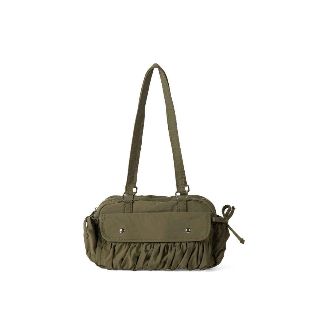 Pleated Nylon Shoulder Bag for Women - Fashionable Baguette Hobo Underarm Bag with Large Capacity -dropshippingabc.com
