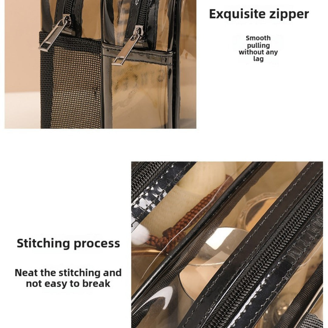 Transparent PVC Makeup Bag with Wet-Dry Separation - Double Layer Waterproof Travel Toiletry Organizer -dropshippingabc.com