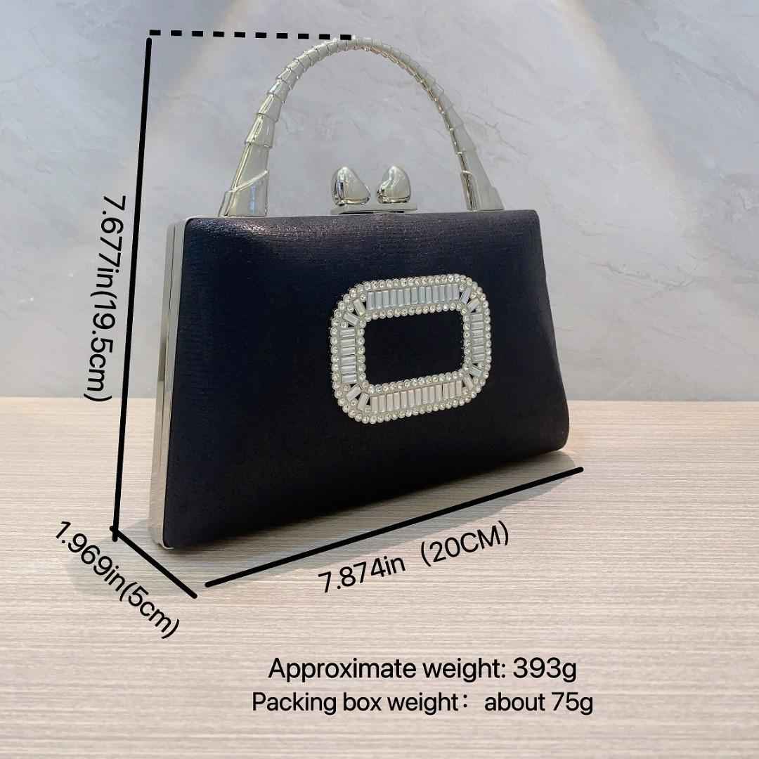 Gold & Silver Clutch Purses with Leather Base - Metal Top Handle Ladies Evening Bag for Party Prom Dinner