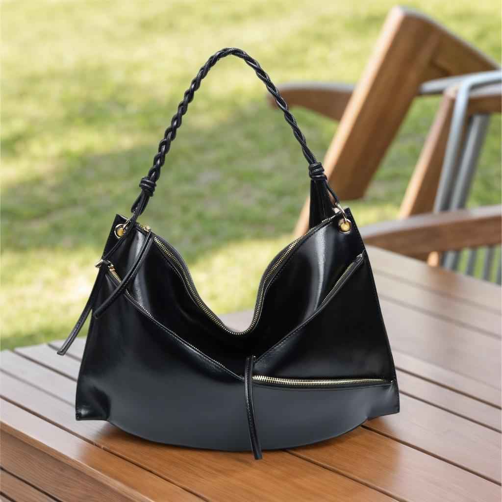 Large Shoulder Bag with Unique Handmade Woven Handle - Oversize Hobo Purse Big Capacity