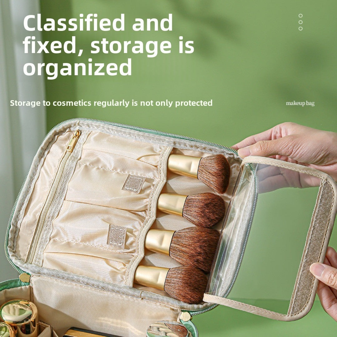 Large Capacity Travel Makeup Bag - Waterproof Cosmetic Organizer with Multi-Functional Partitions -dropshippingabc.com