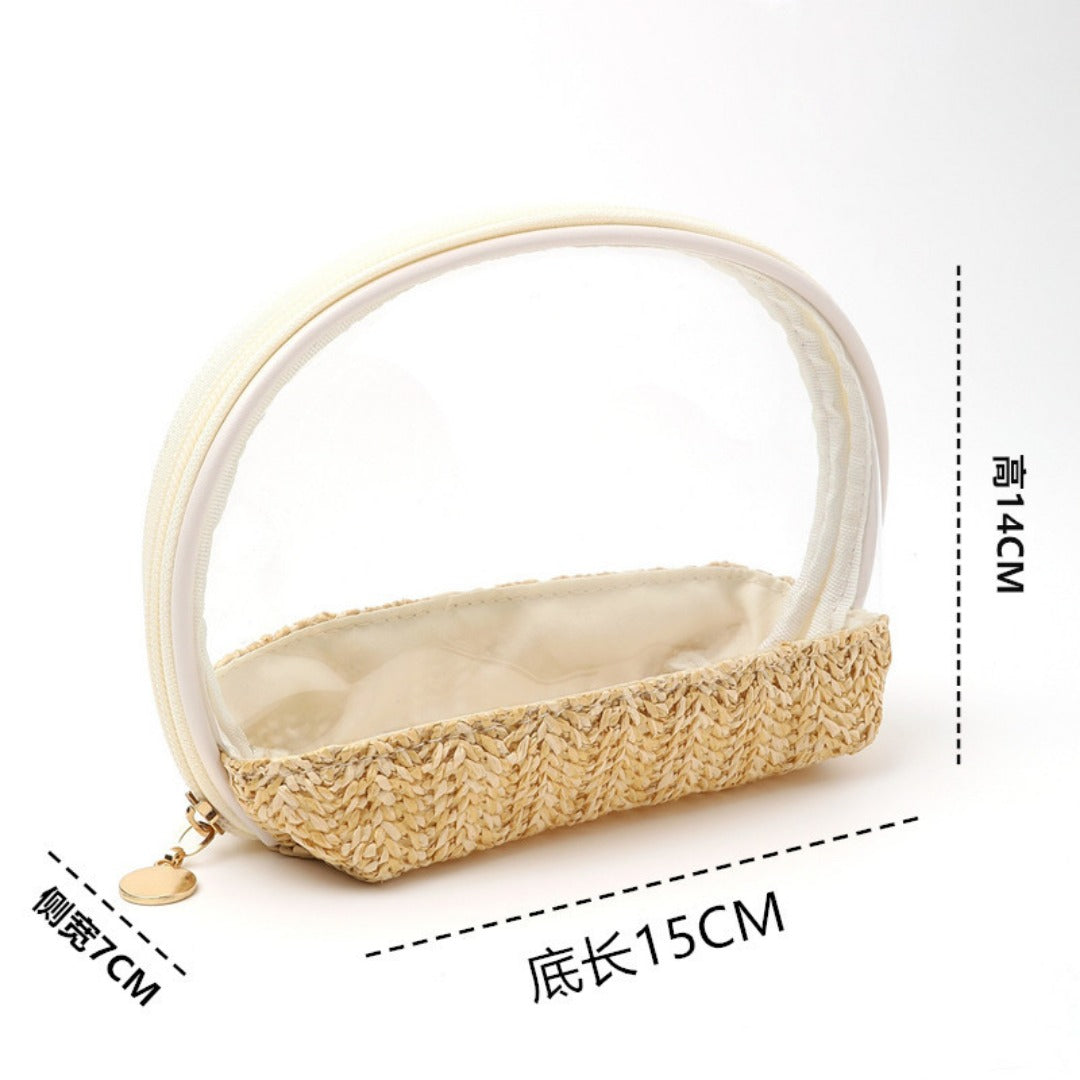 Straw Woven Makeup Bag - Small Waterproof Cosmetic Organizer for Travel & Portable Storage -dropshippingabc.com