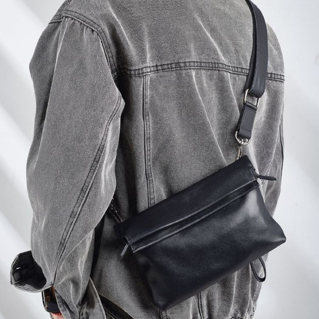 Vegan Leather Small Crossbody Bag - Chest Purse & Fanny Pack for Men -dropshippingabc.com