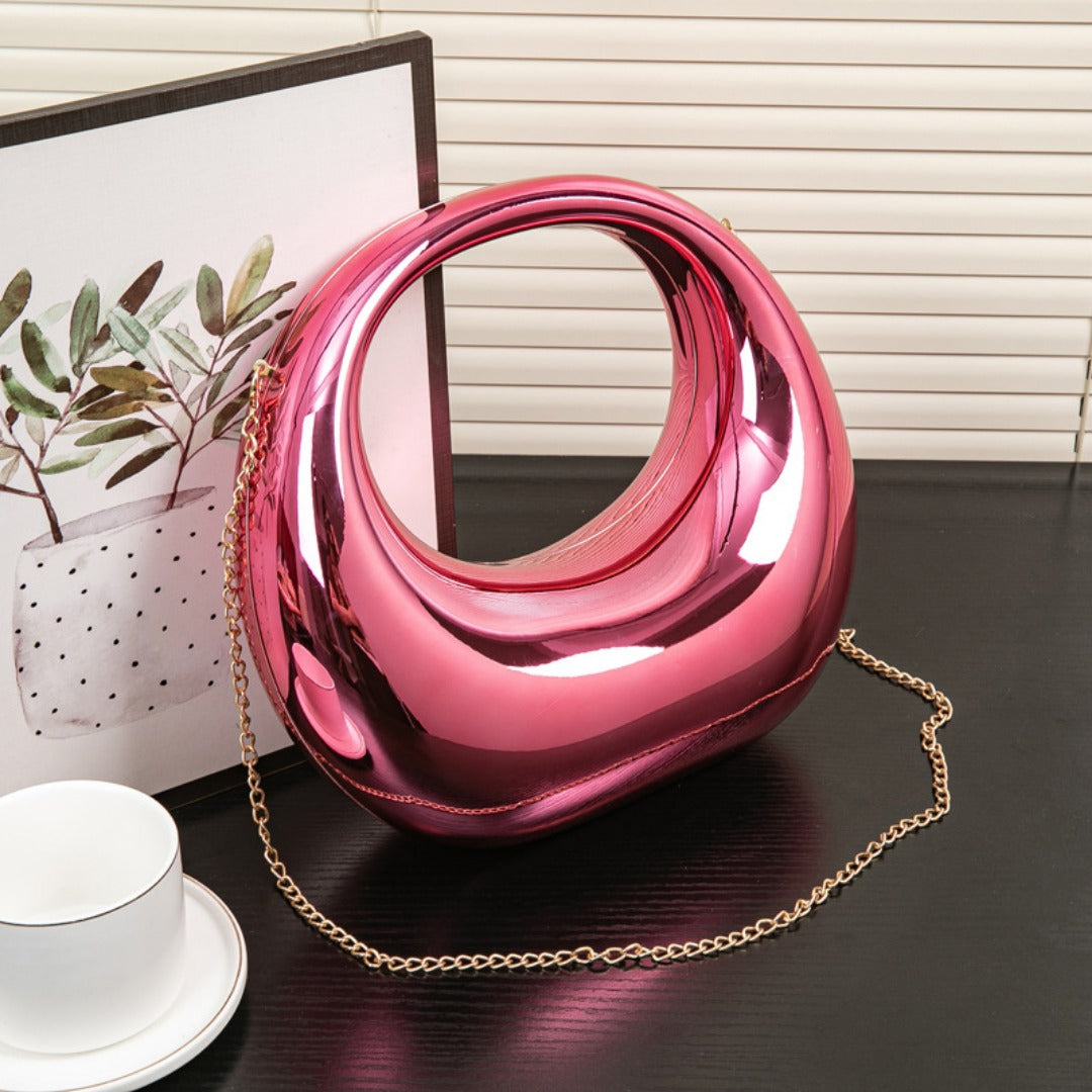 Acrylic Evening Clutch Purse - Gold & Silver Wedding Prom Bag with Chain, Stylish Makeup Clutch Box for Parties