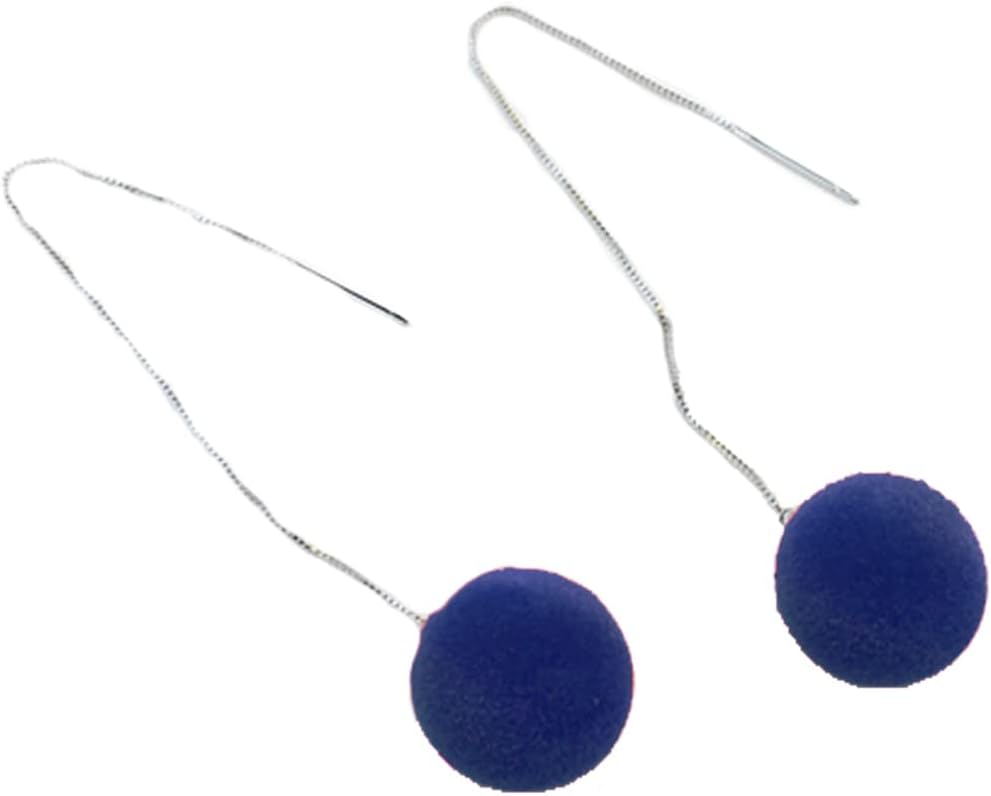 Faux Fur Pom Pom Tassel Drop Dangle Earrings Set