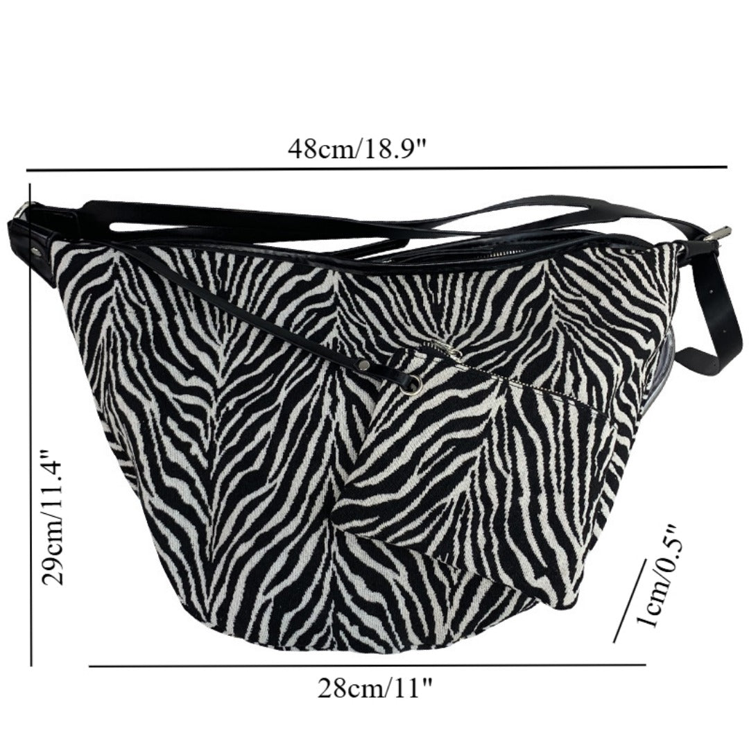 Zebra Pattern Slouch Purse - Large Capacity 2-in-1 Crossbody Hobo Bag for Women -dropshippingabc.com