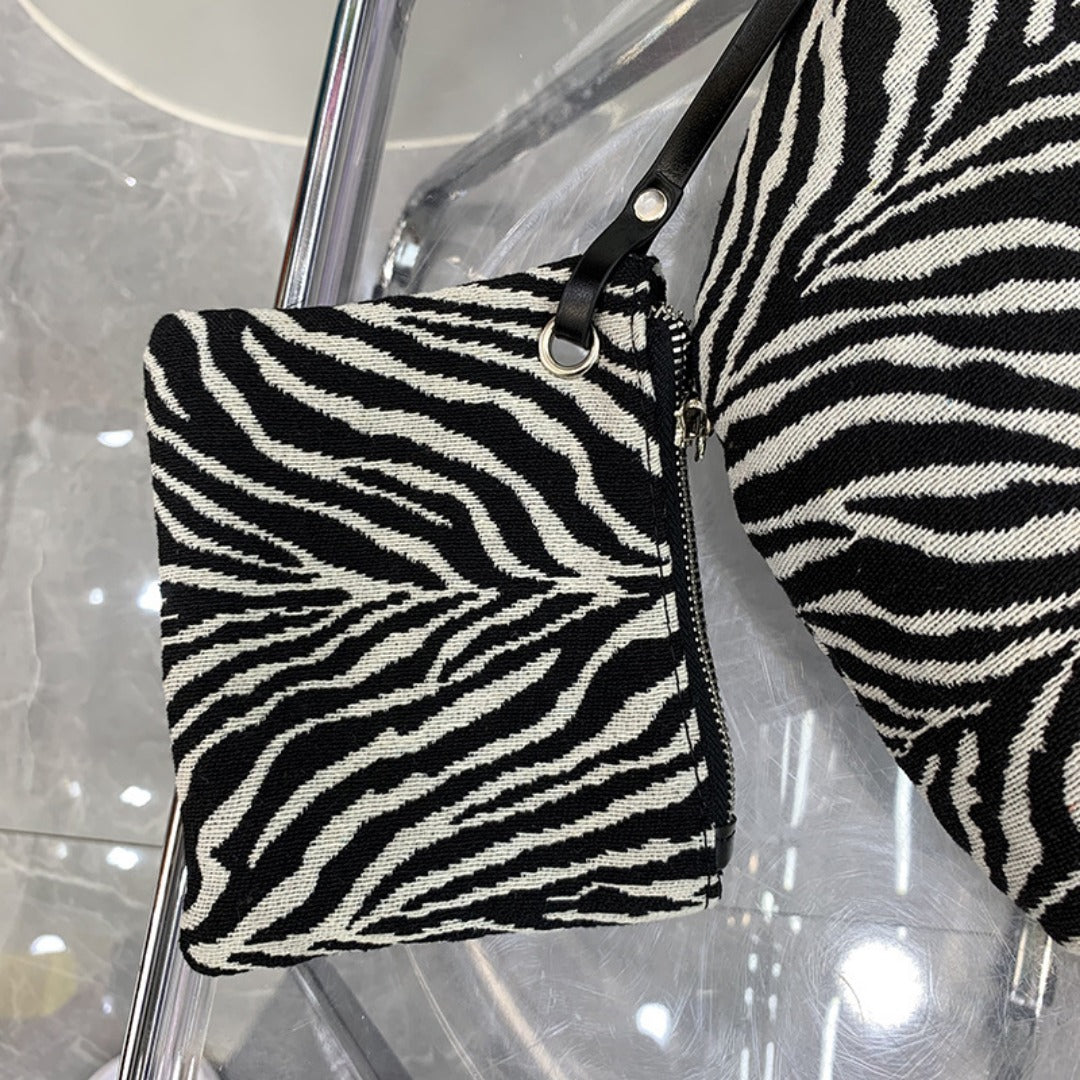 Zebra Pattern Slouch Purse - Large Capacity 2-in-1 Crossbody Hobo Bag for Women -dropshippingabc.com