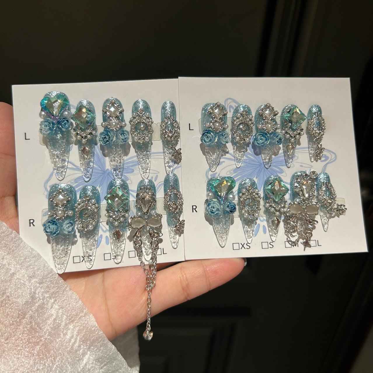 1021-Handmade press on nails fake nails removable Handmade Drawing Nails