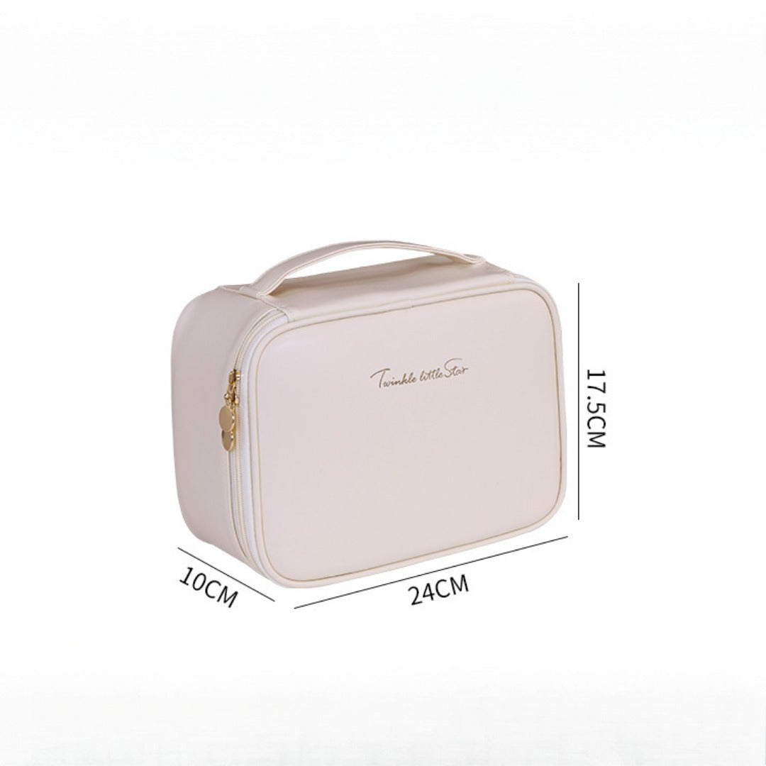 Makeup Bag with 6 Compartments | Large Capacity Travel Organizer with Brush Holder -dropshippingabc.com