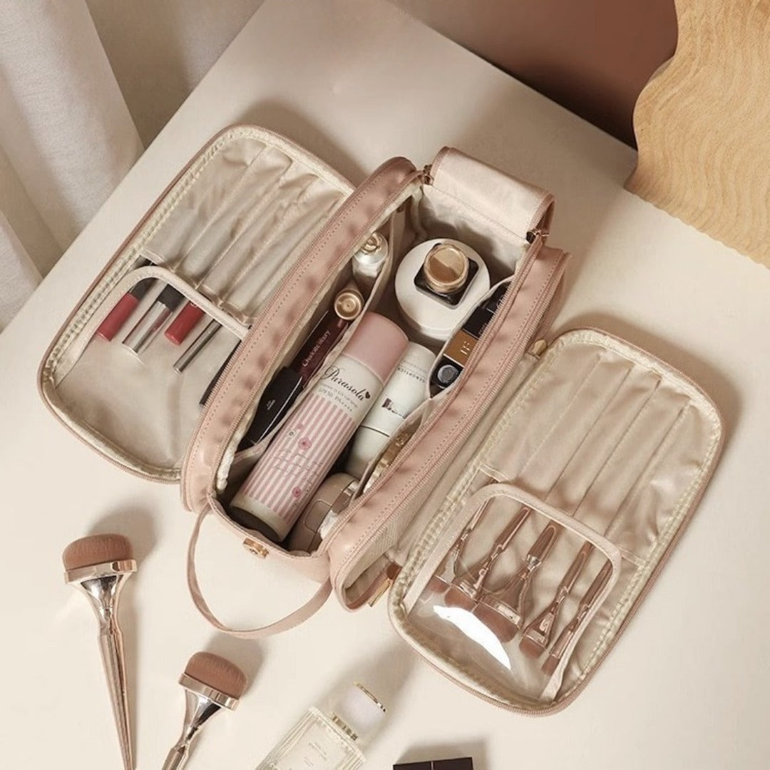 Multifunctional Makeup Bag for Women - Large Capacity Partitioned Travel Toiletry Organizer with Compartments -dropshippingabc.com