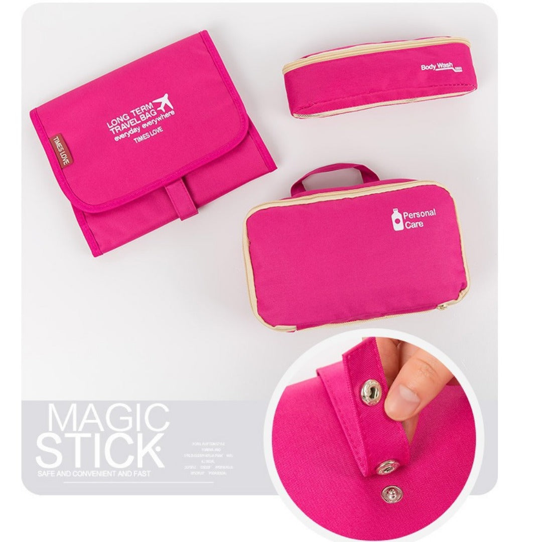 3-in-1 Outdoor Toiletry Bag - Waterproof Foldable Wash Bag with Hook for Travel Storage -dropshippingabc.com