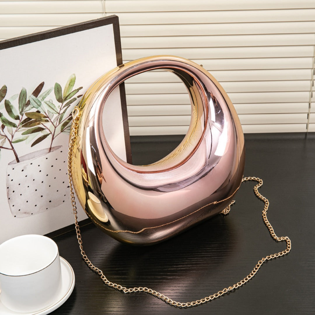 Acrylic Evening Clutch Purse - Gold & Silver Wedding Prom Bag with Chain, Stylish Makeup Clutch Box for Parties -dropshippingabc.com