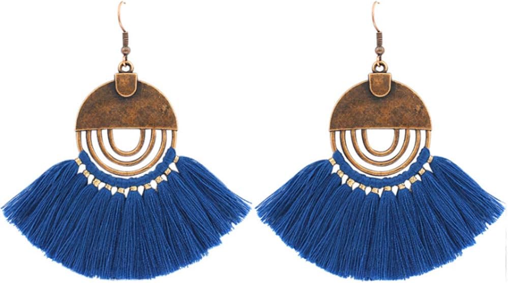 Faux Fur Pom Pom Tassel Drop Dangle Earrings Set