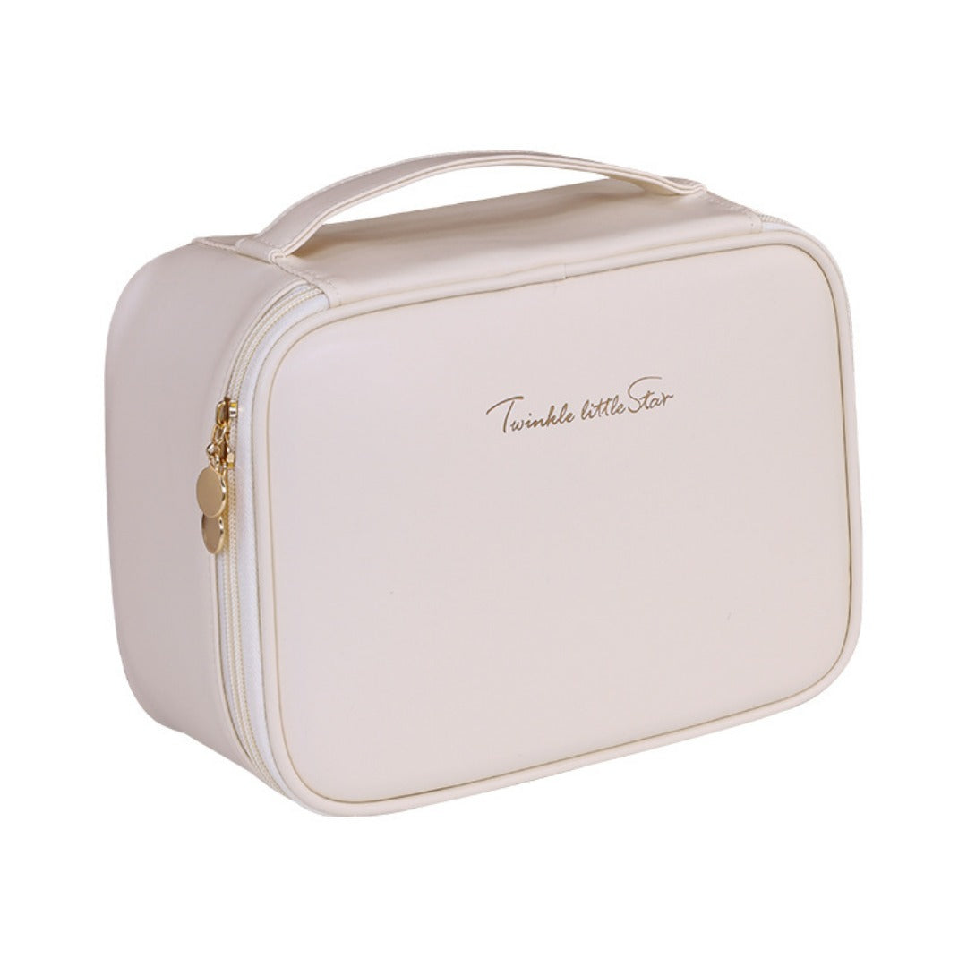 Makeup Bag with 6 Compartments | Large Capacity Travel Organizer with Brush Holder -dropshippingabc.com