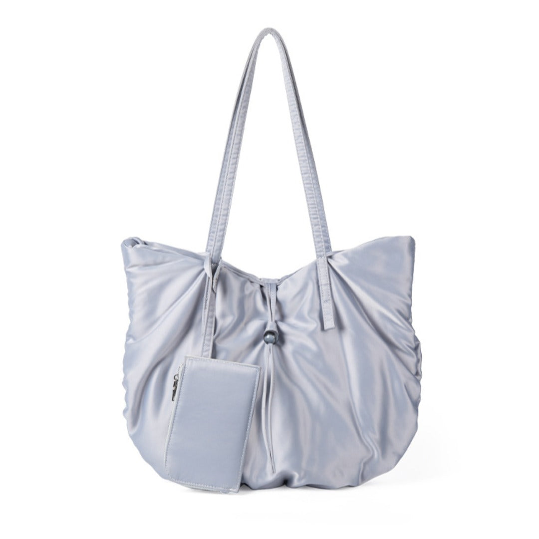 Casual Nylon Large Capacity Hobo Bag - Portable Tote for Women with Pleated Shoulder Design -dropshippingabc.com
