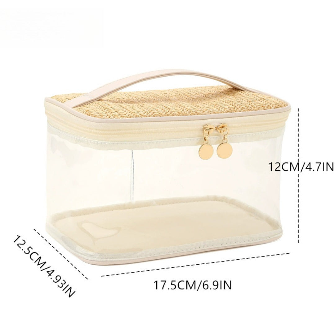 PVC Straw Makeup Bag for Women - Large Capacity Lightweight Travel Toiletry & Cosmetic Organizer -dropshippingabc.com