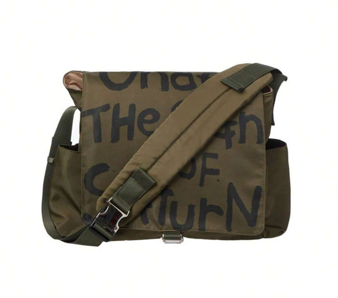 Goth Punk Canvas Messenger Bag - Waterproof Letter Printed Crossbody Bag for College Students, Shoulder Satchel -dropshippingabc.com