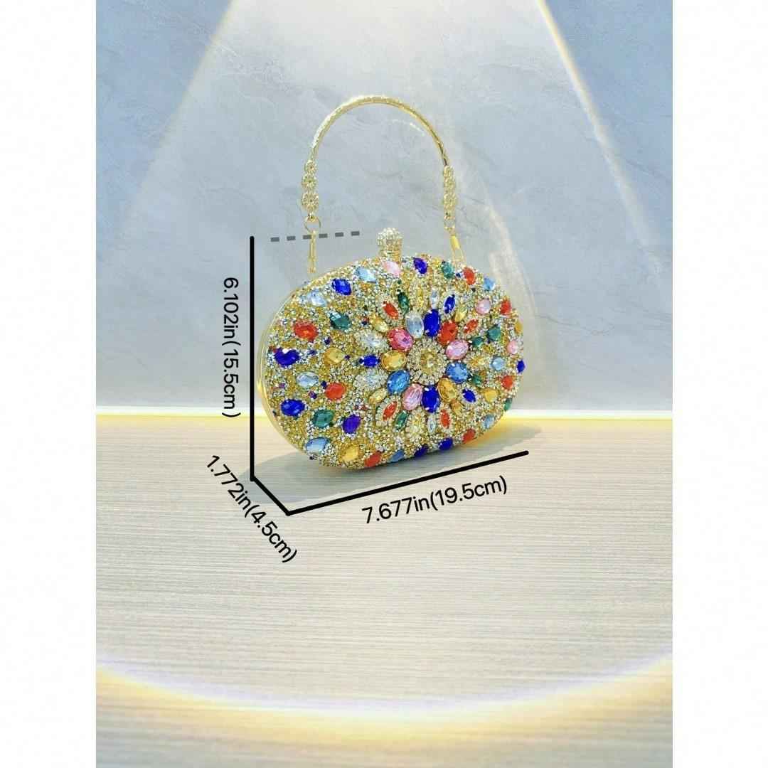 Elegant Oval Clutch Purses For Women Evening Bag Nude Purse Luxury Handbag Bride Wallet Glitter Multicolor Rhinestone Bags