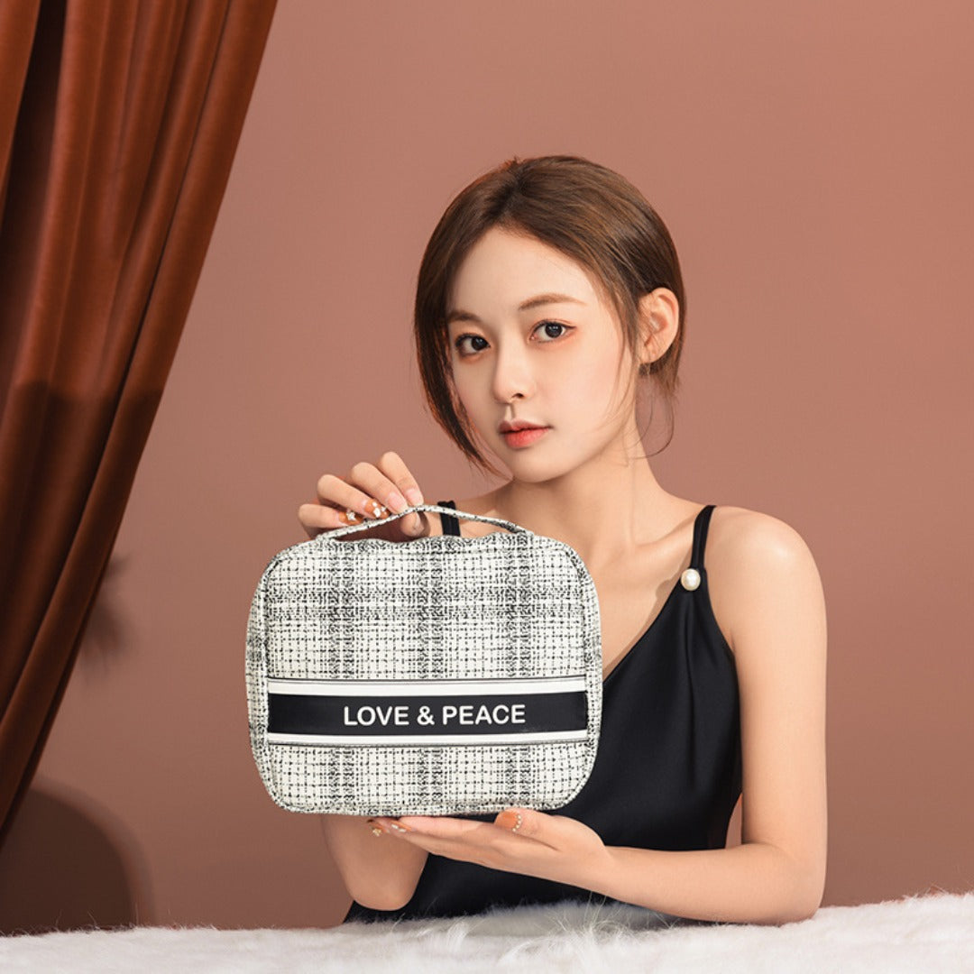 Small Square Makeup Bag - Compact Travel Cosmetic Organizer & Portable Storage Pouch -dropshippingabc.com