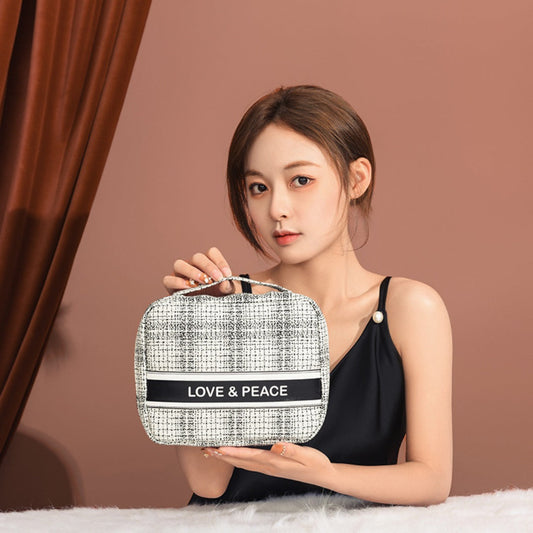 Small Square Makeup Bag - Compact Travel Cosmetic Organizer & Portable Storage Pouch -dropshippingabc.com